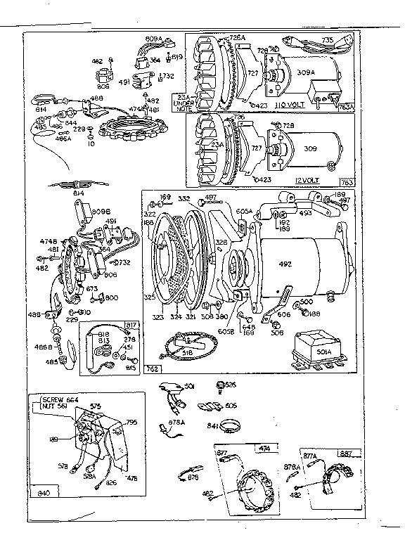Electric Starter Diagram and Parts List for 190400-190499 0010 - 0070 Briggs and Stratton Engine